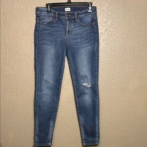 Trendy Lightly Distressed Blue Skinny Stretch Jeans